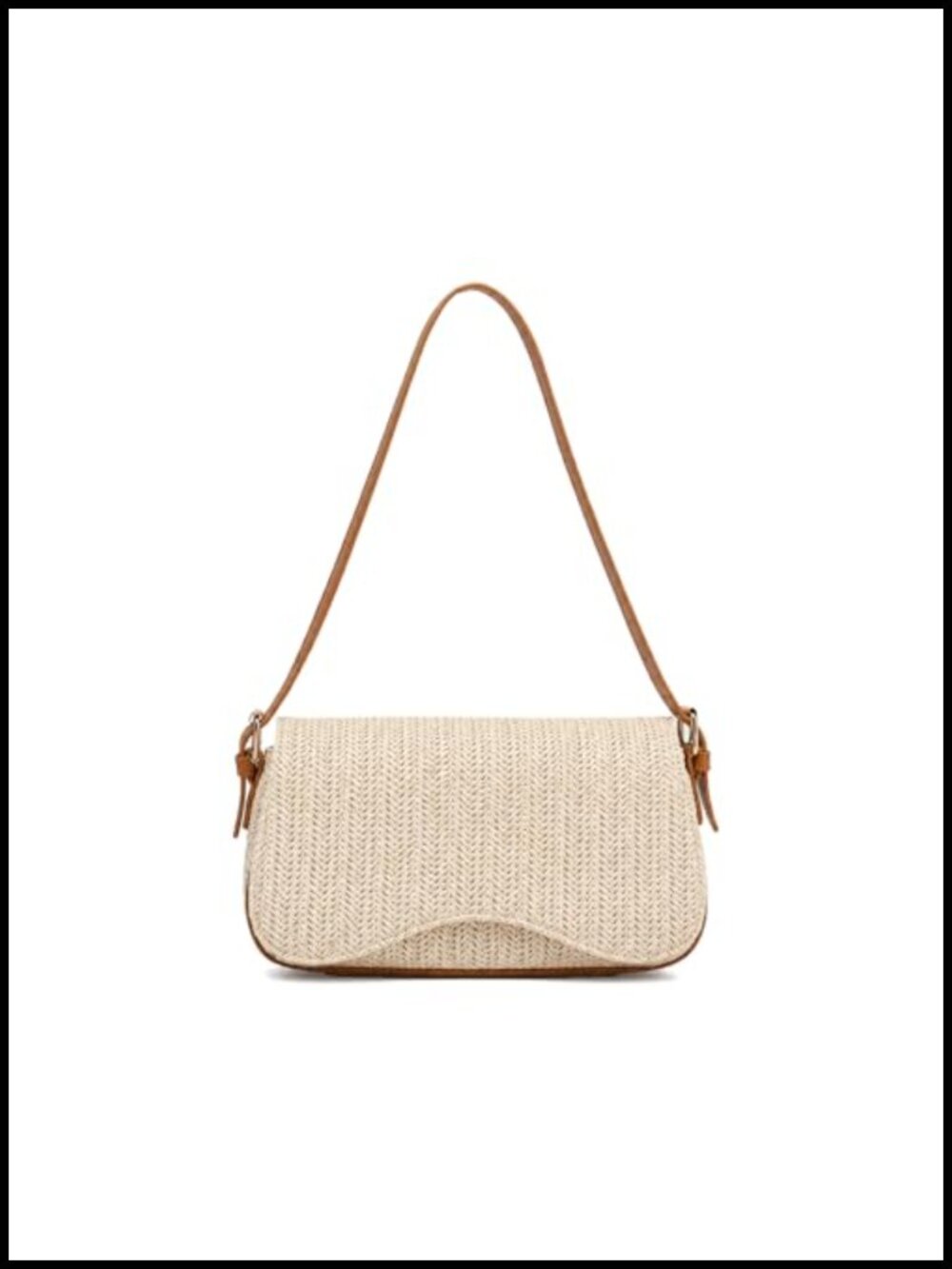 Woven Straw Satchel Handbag for Women Leather Trim Shoulder Bag Summer Beach